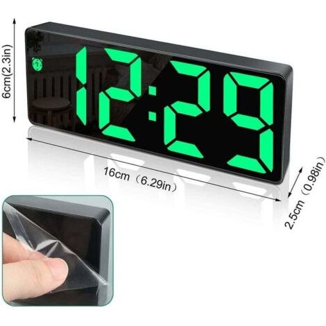 Réveil Numérique,Grand écran LED,Horloge de Surface Miroir avec Fonction Snooze et Connexion de Charge USB Réglable en Luminosité Réveil pour Chambre,Bureaux (1/4)