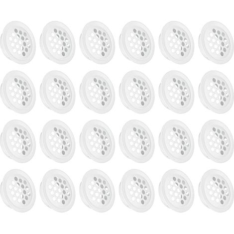 24Pcs Grilles D’Aération Circulaires Plates 19mm/0.7" Blanc (1/5)