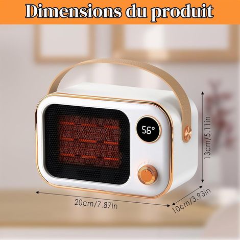Keramik-Heizlüfter, 1200 W Keramik-Zusatzheizlüfter, Kippschutz, Mini-Elektro-Heizlüfter für Schlafzimmer, Wohnzimmer, Büro (Weiß) (1/5)