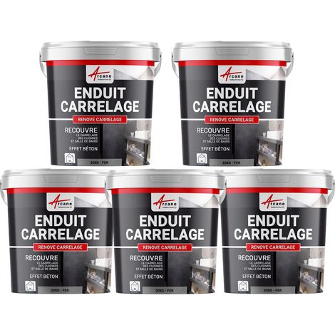 Enduit carrelage, salle de bain, cuisine, mural et sol, recouvre et rénove, faïence, masquage, renove carrelage - Offre Spéciale : 5 x 20KG Fer - ARCANE INDUSTRIES (1/2)