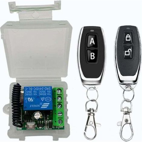 220V AC 2 Canaux Sans fil Commutateur de Télécommande, Récepteur RF Module de Relais 433 mhz avec émetteur Marche/Arrêt pour Porte deGarage, Lumière, Usage Domestique (1/3)