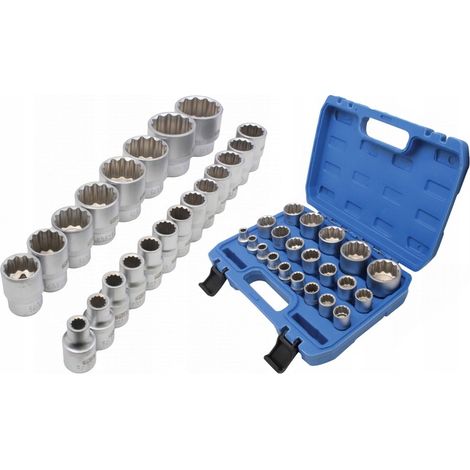 Doppelsechskant-Steckschlüssel 8-36 mm 1/2 CR-V-Vielzahn-Steckschlüsselsatz 21-teilig. (1/5)