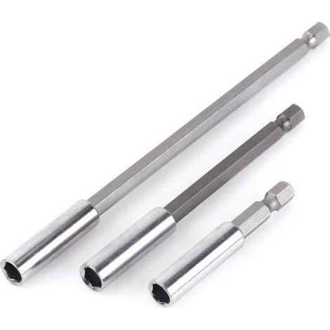 Tournevis à douille magnétique 1/4" – Lot de 3 rallonges hexagonales (60 mm, 100 mm, 150 mm) pour visseuse électrique (1/4)