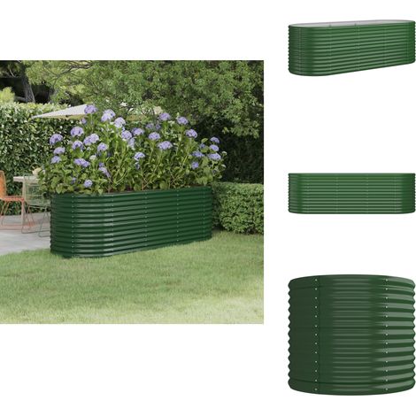 Lit surélevé de jardin Acier enduit de poudre 224x80x68 cm Vert - Jardinière Surélevée - Bac À Fleurs - Pot De Fleurs Extérieur - Décoration Jardin - Plante Extérieure (1/5)