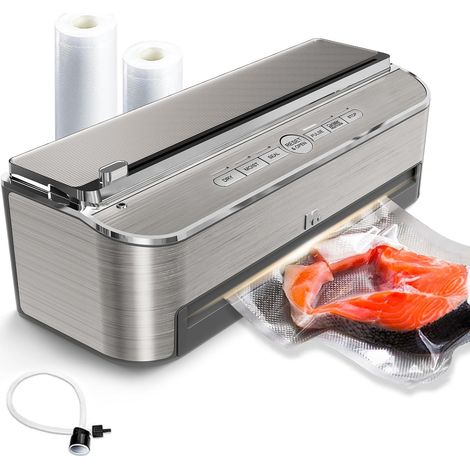 Mesliese Machine Sous Vide Alimentaire Professionnelle 85 kPa 120 W, Appareil de Mise Sous Vide Automatique, Scelleuse Sous Vide pour Aliments Secs et Humides, Coupeur Intégré, Rangement Rouleaux, 2 R
