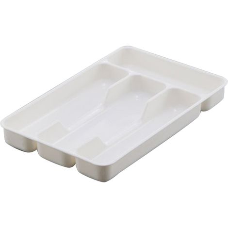 Boîte À Couverts - Rangement De Tiroir Avec 4 Séparateurs - 127 x 17,6 x 3,5 cm - Plastique Blanc - Pour Cuisine Salle De Bain Et Bureau - 1 Pièce (1/5)