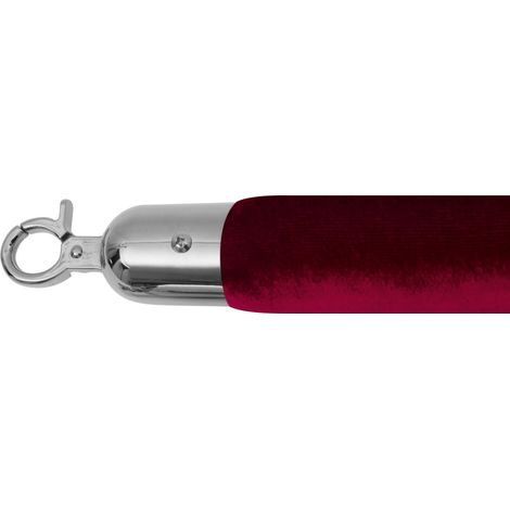Cordon poteau - Velours - Ø38x1500mm - Argent/Rouge - AF 219 - Saro