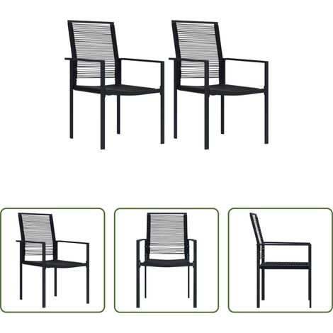 Chaise de jardin noir - Chaises de jardin lot de 2 Rotin PVC Noir (1/5)