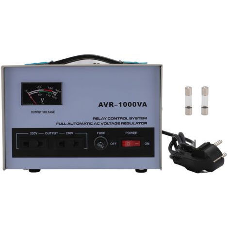 Régulateur de tension alternatif de 1000 W, une entrée et une sortie, avec 3 prises universelles, régulateur de tension automatique équipé de 2 fusibles