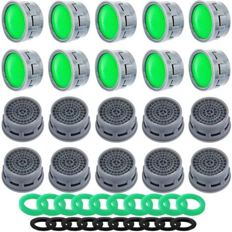 Lot de 20 aérateurs de robinet, pièces de rechange avec joint de cache de robinet, limiteur de débit, insert de filtre, économie d'eau, limiteur de débit pour salle de bain, cuisine (1/5)