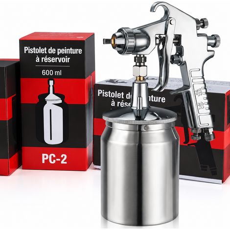 Pistolet peinture pneumatique modèle W71 à godet inférieur buse 1.0 mm haute atomisation meuble bois, 1 kg – Livraison gratuite (1/4)