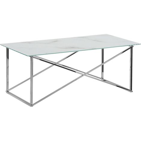 Couchtisch EMPORIA Sicherheitsglas Marmor Optik / Silber (1/5)