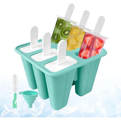 Silikon-Eisformen mit 6 Mulden für leicht zu lösende Desserts Eisformen für Zuhause – ideal für Eltern, Familien, Saft, Milch, Joghurt, Geburtstage, Partys, Ausflüge und Camping (1/5)