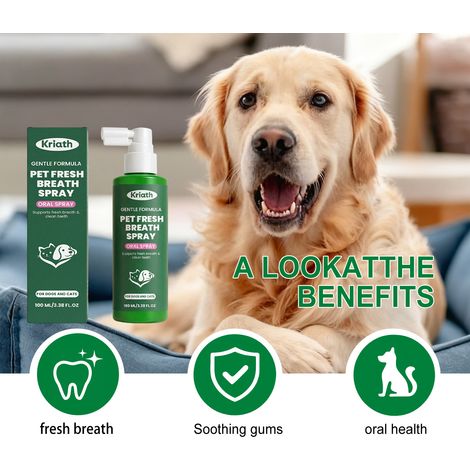 Spray rafraîchissant pour l'haleine des animaux de compagnie, formulé avec des ingrédients doux pour prendre soin des dents et rafraîchir l'haleine au quotidien – 100 ml (1/5)