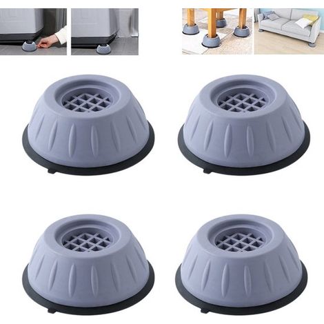 Lot de 4 pieds pour lave-linge, résistants aux chocs, amortisseurs de chocs, compatibles avec sèche-linge, lave-linge et lave-vaisselle. Rehausseurs extra-épais gris. (1/5)