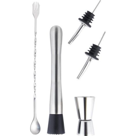 Set da mixology in acciaio inox per cocktail, comprensivo di spremiagrumi, timbro e cucchiaio (set da 5 pezzi) (1/5)