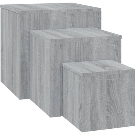 Set di 3 tavolini laterali porta piante in derivati del legno grigio DEC032671