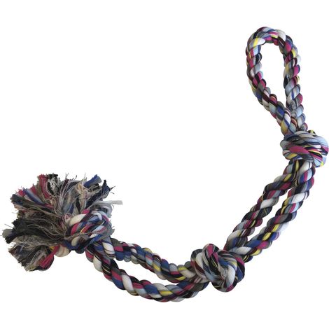chien de jouet de corde - 56 cm - 2 cordes avec 4 Nœuds - Jouet pour chien - matériaux résistants - santé maintient les gencives - couleurs assorties (1/3)