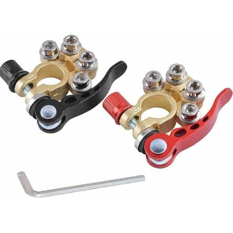 royaluxe - Connecteurs Pince Borne Batterie, 2pcs 4 Voies Voiture Négative Voiture Négative Batterie Batterie Connexion Rapide Déconnexion Type SAE, (1/5)