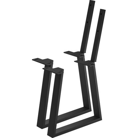 Bankkufe Etsi Trapez mit Lehne 480 mm Stahl schwarz pulverbeschichtet strukturiert - RAL 9005 - mit Rückenlehnenhalterung - 2er-Set (1/2)