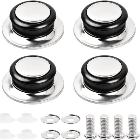4 Pcs Poignée de Couvercle de Casserole Poignée de Couvercle en Verre Couvercle de Casserole en Acier Inoxydable Ouchons Poignées Poignées Universelles de Couvercles de Casserole (1/5)