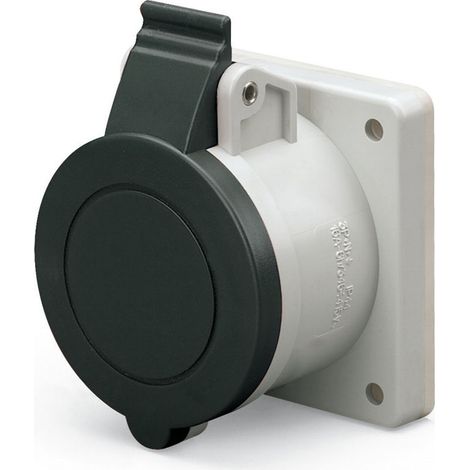 Prise à encastrer 3P+T 32A femelle clapet noir 600-690V 50/60Hz socle 75x75mm pour coffret 5h étanche IP44 EUREKA 5h