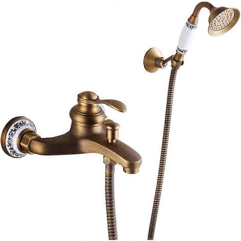 Robinet de baignoire rétro en laiton, système de douche, ensemble de douche, douche effet pluie (1/5)