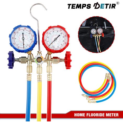 Manometer Typ C 536 für Kältemittel mit dreifarbigem Kältemitteldruckmanometer für 0,9 m explosionsgeschützten Schlauch, vorgesehen für Klimaanlagen (1/5)