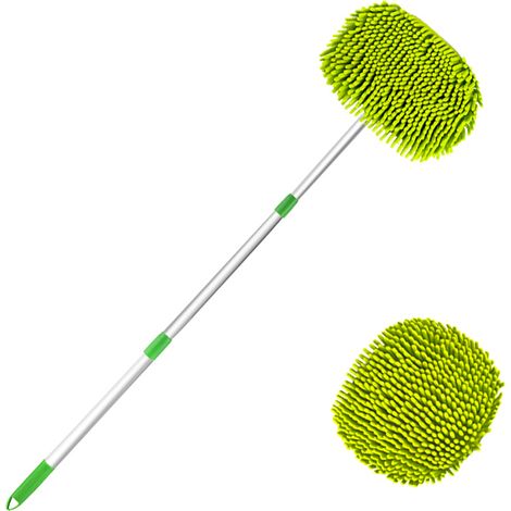 Balai à laver voiture à manche long adjustable, Chenille, Gratuit de rayure, 1 tête de balai de remplacement, Compatible voiture, camion, SUV