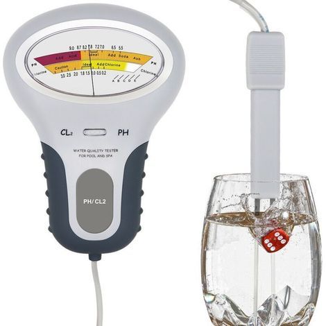 pH-Meter, PC-102B CL2, Chlor- und pH-Meter, Pool-Analysator, Wasseranalysator, Elektronisches pH-Meter, pH- und Chlor-Analysator, Wasserqualitätsanalysator mit Sonde, für Schwimmbäder, Spas und den Ha (1/5)