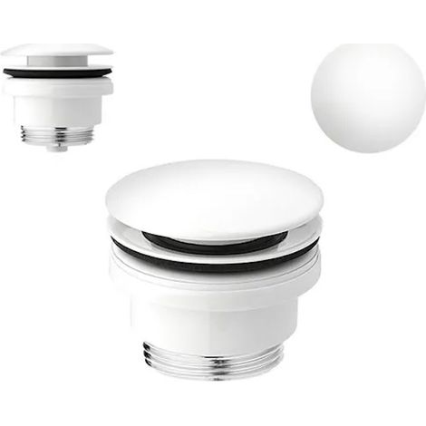 Robinet de vidange bouchon pop-up blanc mat kit de vidange vidange (1/3)