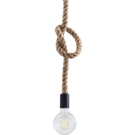 Suspension loft Polux Rope E27 corde brune noir 150cm (1/5)