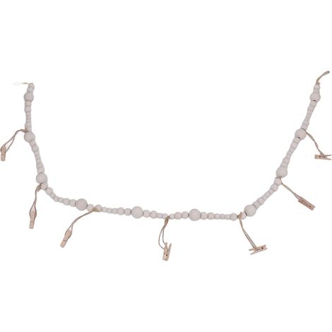 Hanging Photo Display Wall Decor 125cm Length 7 Clips Wooden Beads Collage Picture Frame Photos String for Home (1/4)
