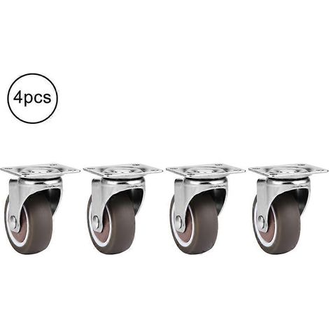 4 roulettes pivotantes robustes pour meubles, roulettes silencieuses en caoutchouc souple (sans frein) (1/4)