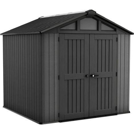 KETER Stronghold 8x8 Gartenhaus wetterfest Holzoptik Grau (1/5)