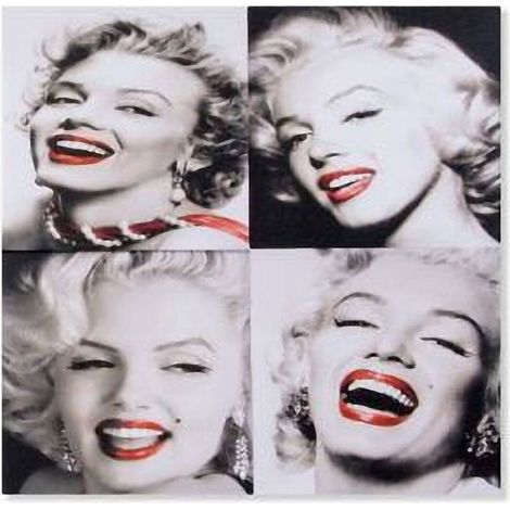Quadriptyque en toile et bois Marilyn 60 x 60 cm