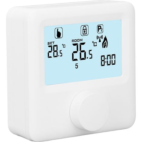 Programmierbarer digitaler Thermostat mit LCD-Anzeige für Heizkessel, weiß, 30–230 V DC (1/5)