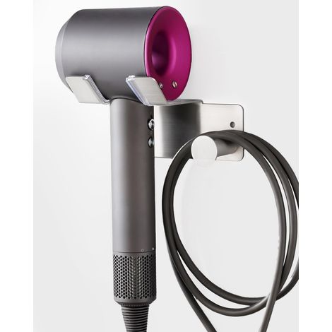 Support pour sèche-cheveux, sans perçage, en acier inoxydable SUS304, sans perçage, convient à la plupart des sèche-cheveux, sans perçage, pour salle de bain (1/5)