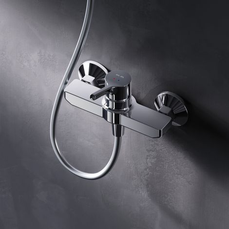 AM.PM Mitigeur Douche Chrome Robinet Douche Main Monté Mur pour Salle de Bains Mélangeur Douche en Laiton (1/4)
