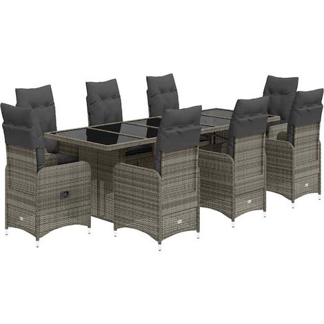 Maison Exclusive - Mesita y sillas jardín 9 piezas y cojines ratá (1/5)