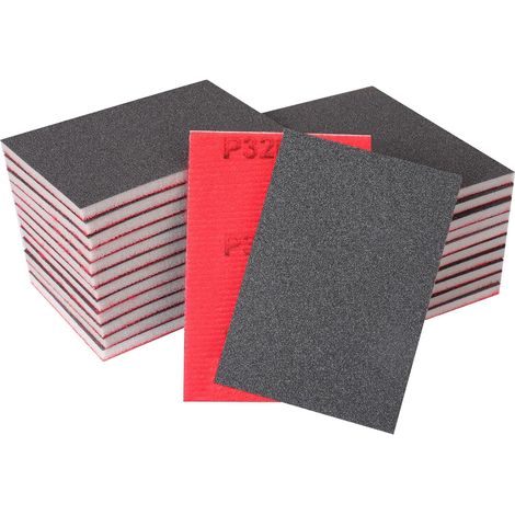 Lot de 24 éponges abrasives- grain 320 (70 x 100 mm) - Kit de papier de verre pour ponçage à sec et à l'eau (1/5)