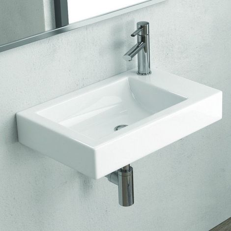 Lavabo sospeso 55 cm rubinetto destra Litos-MN55 kamalu