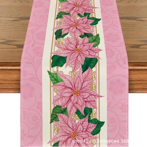 Chemin de table de Noël, nappe longue festive, imprimé style Noël, idéale pour la maison, la salle à manger, le salon, la table à manger et la table basse - 180 x 30 cm (polyester) - 5