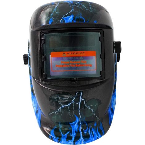 Cascos de soldadura con oscurecimiento automático，cascos de soldadura con energía solar y gran pantalla，casco de soldadura para esmerilado (1/5)