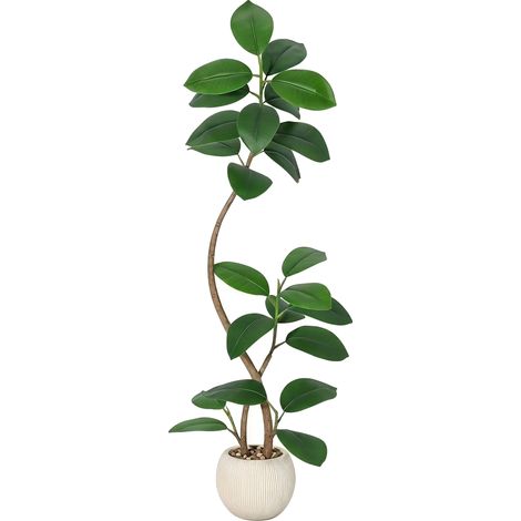 Árbol de caucho artificial, hojas realistas, elegante decoración de interior, 150cm-01 (1/2)