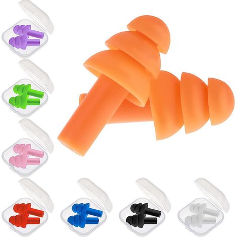 8 paires de bouchons d'oreilles en silicone antibruit, réutilisables, étanches (1/5)