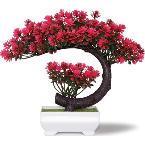 Petites Plantes artificielles – Bonsaï Artificiel en Plastique Magenta pour Maison, Chambre, étagère Murale, Bureau, décoration de Chambre de Ferme, 21,6 cm de Haut (1/5)