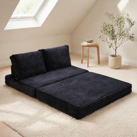 Canapé convertible tissu noir dossier amovible OKMYHOME (1/5)