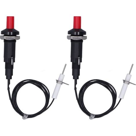 2 Pièces Allumeur Piézoélectrique 1 Sortie 2 Boutons-Poussoirs avec Aiguille et Fil d'Allumage 1 Mètre pour Poêle Cheminée Four Cuisine (1/5)