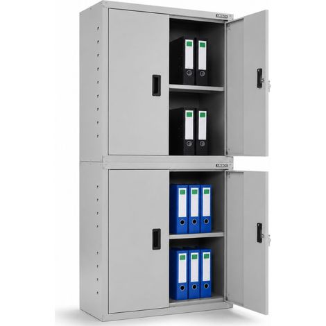 AREBOS Aktenschrank Büroschrank Lagerschrank Materialschrank Stahlschrank 4 Höhenverstellbare Einlegeböden 180 x 90 x 40 cm (1/5)